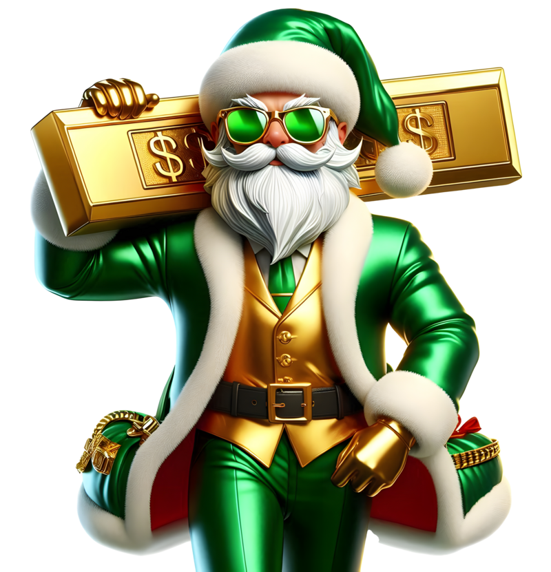 green santa christmas slot game character png